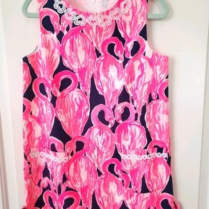 Lilly Pulitzer Girls Pink Flamingo Shift Sz 8